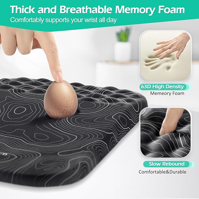 Gimars Upgrade Ergonomic Mouse Pad Wrist Rest with Memory Foam Massage Bump, Enlarge [ 30% Larger Moving Space] Mouse Pad Wrist Support with Nonslip PU Base for Laptop, Computer, Gaming & Office