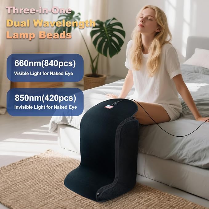 Red-Light-Therapy-Feet-Legs,2025 Upgraded 4 Modes for Legs Ankle,Infrared Light Therapy Consisting of 420 Dual Wavelength LED,Adjustable Power and Time Controller,13.8 * 11 * 18IN