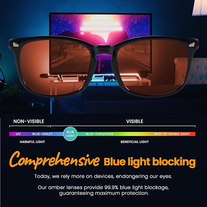 SODQW Gaming Blue Light Blocking Glasses for Men Women Reduce Eyestrain Orange Aviator Eyeglasses for Computer TV