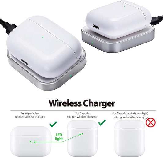 for Airpod Charger, Designed Wireless Charger for Airpods 4(ANC)/3rd/2nd Gen, for New AirPod Pro 3 (2025)/ 2nd Gen, Wireless Earbuds, Slim & Compact for Travel Home Office, (Silver+White)