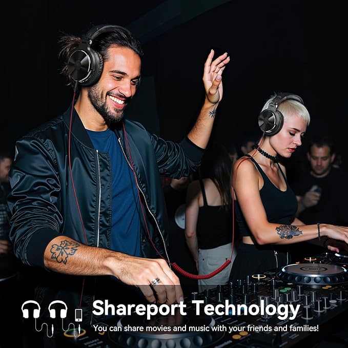 OneOdio Wired Over Ear Headphones Hi-Res Studio Monitor & Mixing DJ Stereo Headsets with 50mm Drivers and 1/4 to 3.5mm Jack for AMP Computer Recording Podcast Keyboard Guitar Laptop - Black