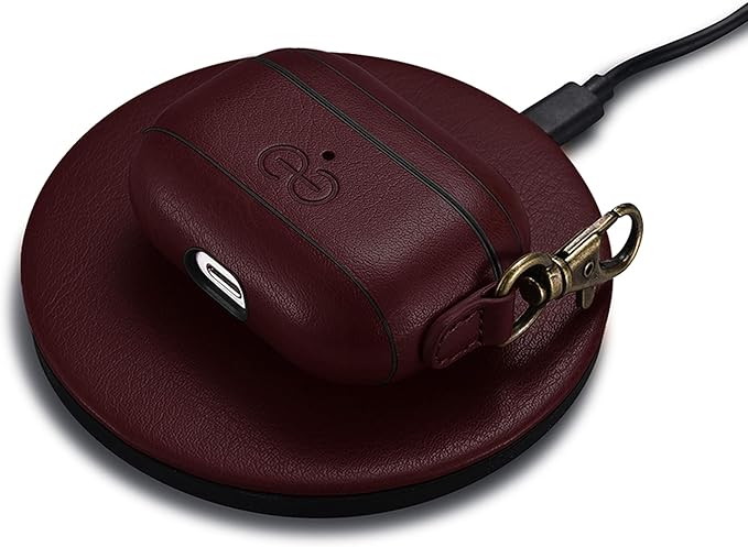 Dreem Om Case Cover with Keychain Clip Compatible with AirPods Pro 2/Pro, Protective One-Piece Hard Shell, Luxury Vegan Leather AirPod Pro Case 2nd/1st Generation with Separate Clip [Coffee]