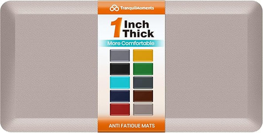 Kitchen Mats for Floor, 1 Inch Extra-Thick Kitchen Rugs, Non-Slip & Waterproof Standing Desk Mat, Comfort Anti Fatigue Mats for Kitchen Floor, Home, Sink, Office (20" X 39", Khaki)