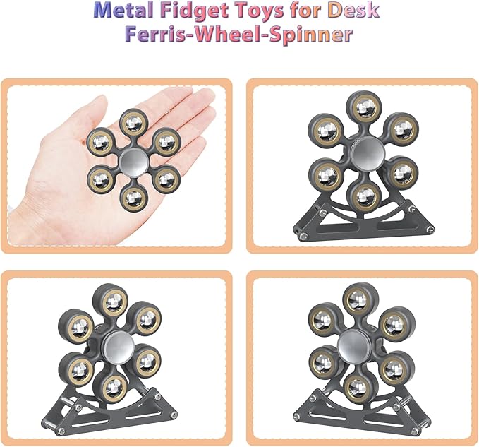 Desk-Fidget-Toys for Ferris-Wheels-Spinner: 4mins Metal Kinetic-Spinner Cool-Gadgets for Office Home School Christmas, EDC-Toy ADHD Tools Cool-Stuff Stress Relief Gift for Kid Children Teen Adult