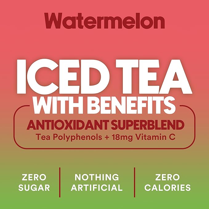 Ryl Iced Tea, Watermelon, Antioxidant Superblend, Zero Sugar, Low Carb, Zero Calorie Iced Tea, 16.0 Fl Oz (12-Pack)