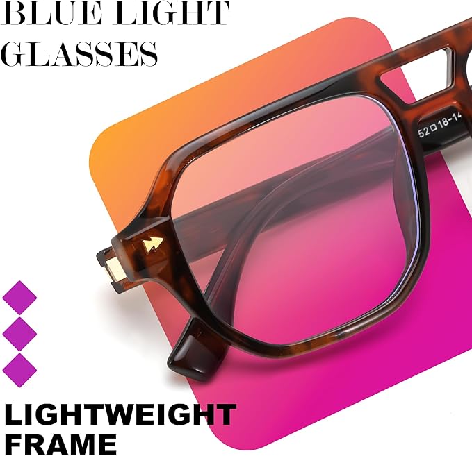 FEISEDY Aviator Blue Light Glasses for Men Women, Retro 70s Style Design Anti Glare Digital Eyestrain & Daily Wear B0284
