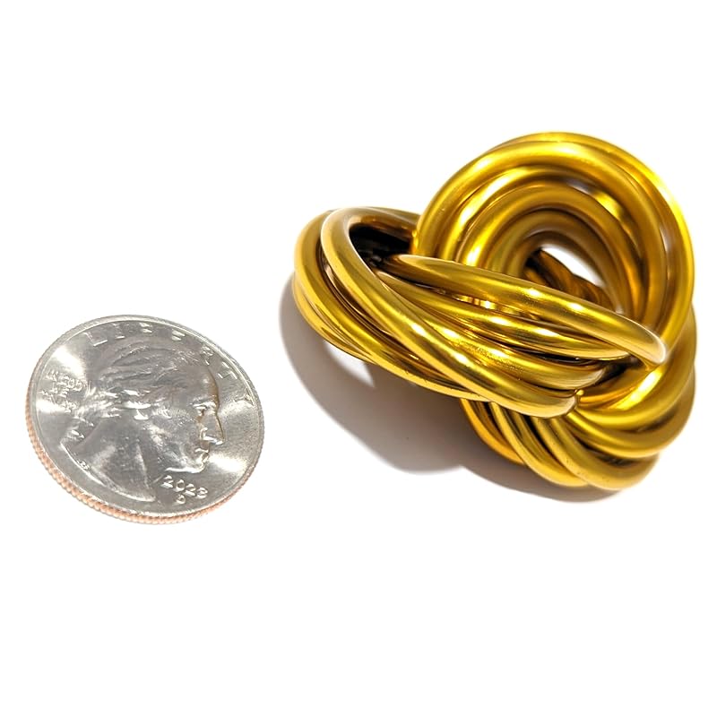 Möbii Fidget Ball (Solid Color): Quiet Mobius ADHD Anxiety Stim Stress Relief Toy Tool for Home Travel Office or Desk (XL(Daydream), Half, Gold)