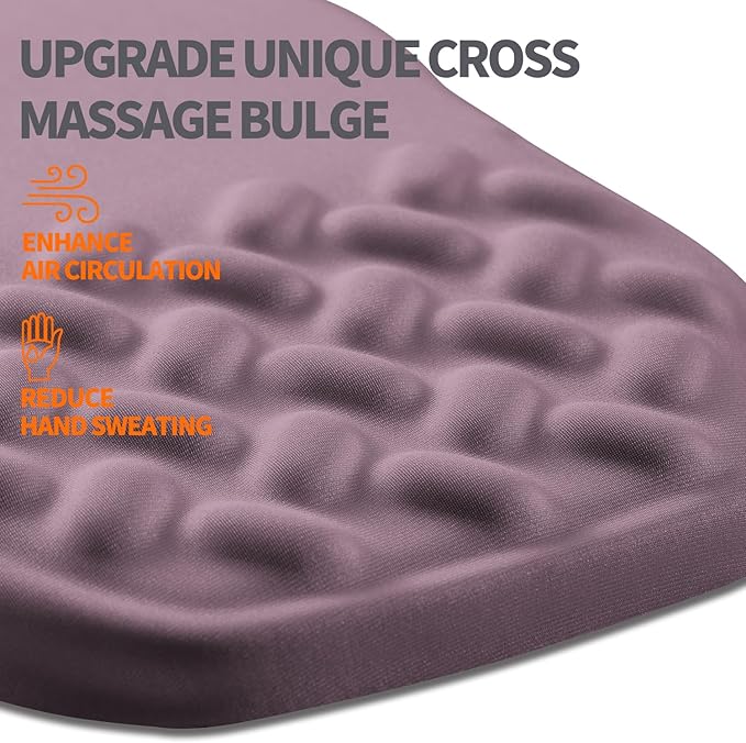 Ergonomic Slope Mouse Pad Wrist Support, Wrist Rest Mousepad for Carpal Tunnel Pain Relief with Massage Bulge and Slow Rebound Memory Foam (12x8 inch, Purple)