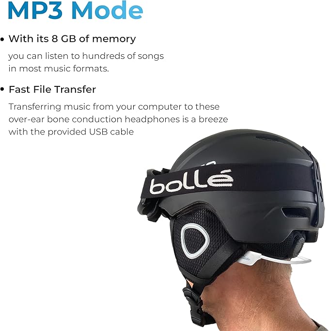 H2O Audio Snow PRO Bone Conduction Bluetooth Open Ear Headset with MP3 Player - Waterproof Multi-Sport Headphones for Skiing, Snowboarding, Cross Country Skiing - White