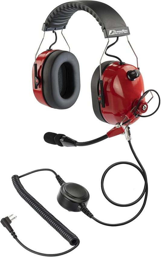 Arrowmax AHDH0042-RD-M1 Over The Head Noise Cancelling Headphone Compatible with Motorola CP200D CP100D R2 DEP450 BPR40D CP200 CP185 BPR40 Yaesu FT-65 FT-25 FT-4X/V XiR P3688