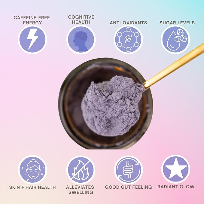 Eleven TLC, Blue Matcha Powder, Butterfly Pea Flower Powder, Matcha Blue Tea, Blue Matcha Latte, Caffeine Free Matcha, Glass Jar, 18 Servings