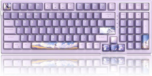 MageGee SKY98 Wireless Gasket Mechanical Gaming Keyboard, 96% Hot Swappable RGB Custom Creamy Keyboard with 5-Layer Sound Padding, BT/2.4G/USB-C, NKRO for Win/Mac (Lavender, Violet Switch)