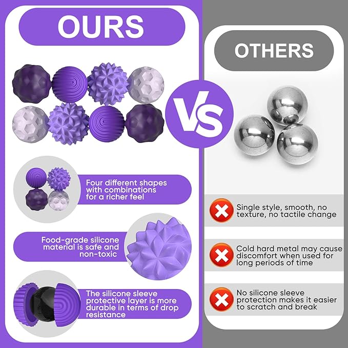 8 Pieces Fidget Toys Adults Magnetic Fidget Balls Silicone Magnetic Fidgets Anxiety Relief Items for Anxiety ADHD Portable Desk Toys for Office Travel Home Party Gift Class Prizes(Purple, 8)