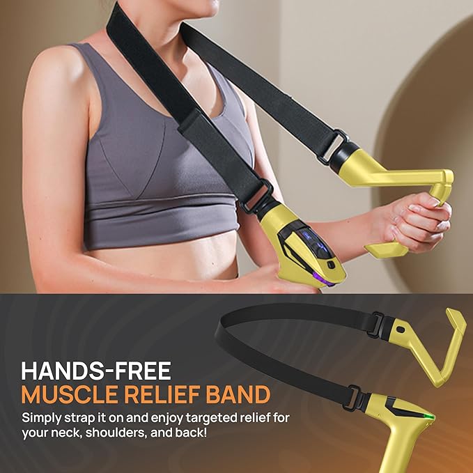 Massage Gun Deep Tissue with Muscle Massager Belt for Relaxation with Extended Handle 3-In-1 Back Massager for Pain Relief, 12 Speed Levels & 4 Replaceable Heads for Athletes, Gym Recovery and Seniors