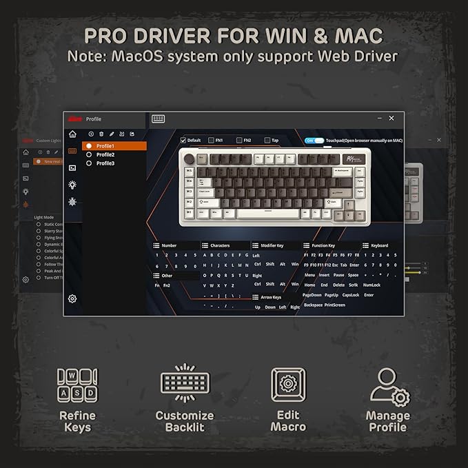 RK ROYAL KLUDGE L75 Gasket Mount Mechanical Keyboard w/Knob/Macro Keys & Touchable Nameplate, Tri-Mode 75% TKL Wireless Keyboard BT/2.4G/USB-C, Hot Swappable, Pro Software, Massive 8000mAh Battery