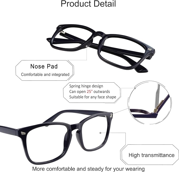 YEIN Bifocal Reading Glasses with Blue Light Blocking Lenses, Bifocal Reader for Women and Men, Vintage Square frame with Spring Hinge (+0.00/+1.75 magnification)