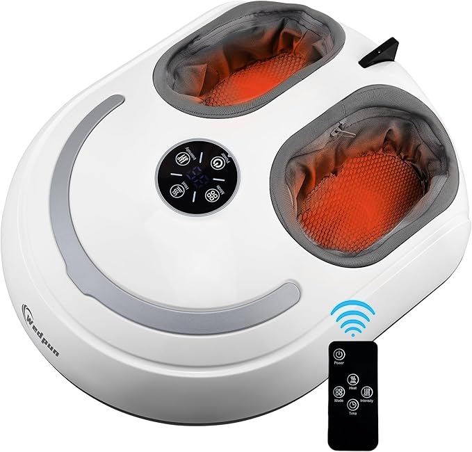 Foot Massager with Heat Shiatsu Foot Massager with Remote Deep Relief for Tired Muscles Electric Feet Massage Machine for Home and Office Gifts for Mom Dad White