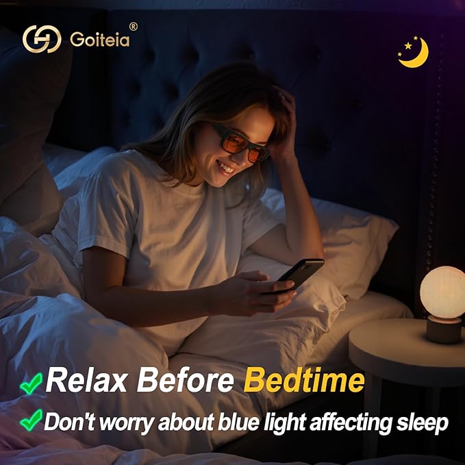 Goiteia Orange Blue Light Blocking Fit Over Glasses-Amber Blue Light Glasses Over Glasses for Better Sleep/Eyes Strain
