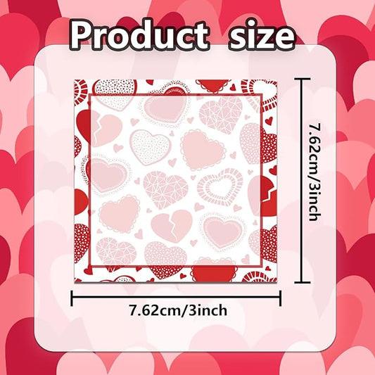 9 Pieces Heart Sticky Notes Valentine Heart Sticky Notes Self-Adhesive Valentine Sticky Note Pads Sticky for School Office Home Supplies Students Teachers Presents