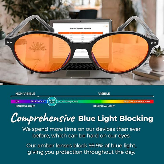 Blue Light Blocking Glasses for Women + Men - Better Sleep + Anti Eye Strain Protection - Computer Screens & Gaming