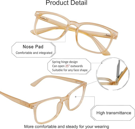 YEIN Bifocal Reading Glasses with Blue Light Blocking Lenses, Bifocal Reader for Women and Men, Vintage Square frame with Spring Hinge (+0.50/+3.00 magnification)