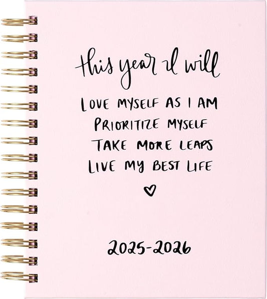 2025-2026 Eccolo Spiral Agenda Planner, This Year I Will, Weekly & Monthly Pages, 18 Months, Sticker Sheets, Inspirational Quotes (7.75 x 8.75, July 2025 - Dec 2026)