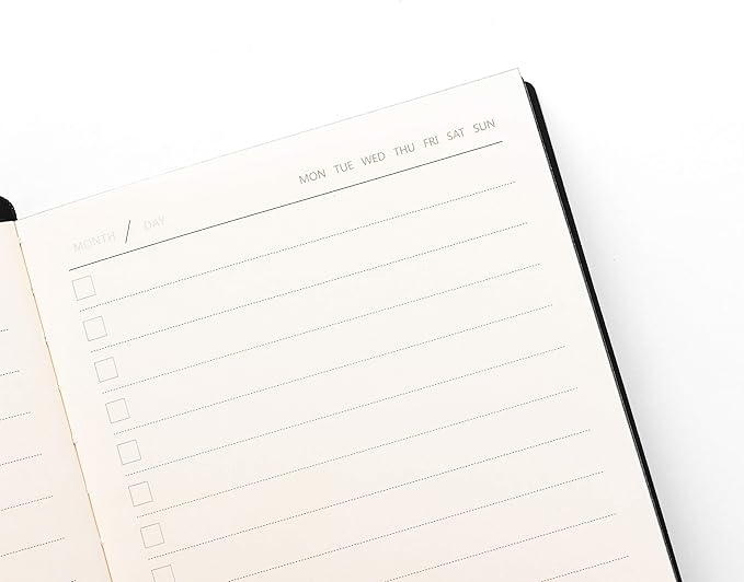 Daily to Do Checklist Notebook, Task Management, Organizer Planner, Hardcover, Ribbon Bookmark, 5.8 x 8.3”, A5 size, 110 Sheets (Black)