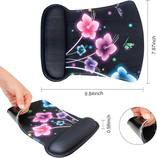 RICHEN Keyboard Wrist Rest Pad and Mouse Wrist Rest Support Mouse Pad Set,Sturdy & Comfortable & Lightweight for Easy Typing & Pain Relief-Ergonomic Support (Colorful Flowers)