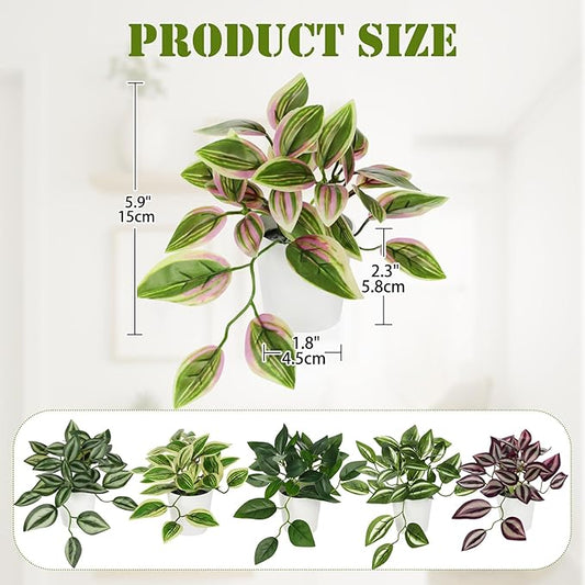 Hollyone Fake Plants 6 Pack Artificial Plants Indoor Faux Plant Small Fake Potted Plant for Home Aesthetic Living Room Bathroom Desk Shelf Office Decor