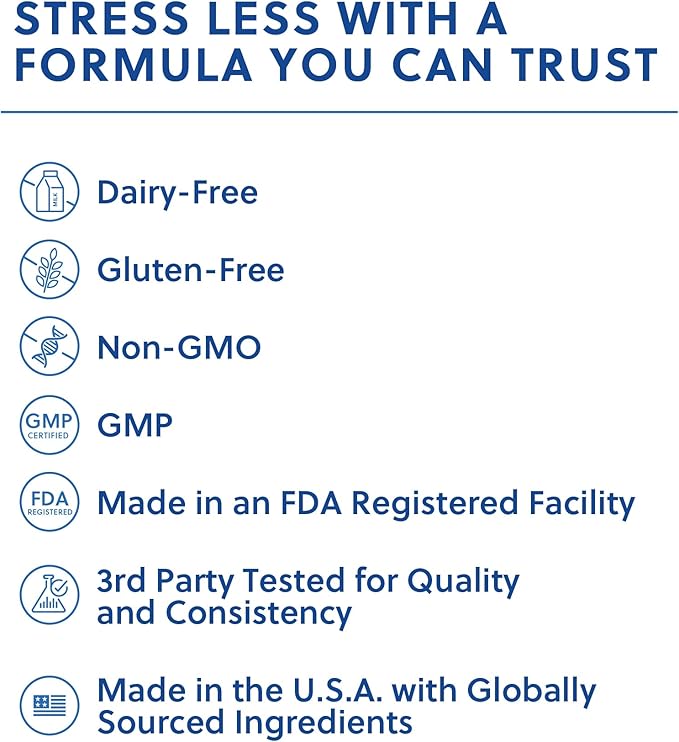 Quick Calm Mood Support Supplement with Ashwagandha, L-Theanine, Rapid Stress Relief and Relaxation – Cortisol Supplement - 60 ct