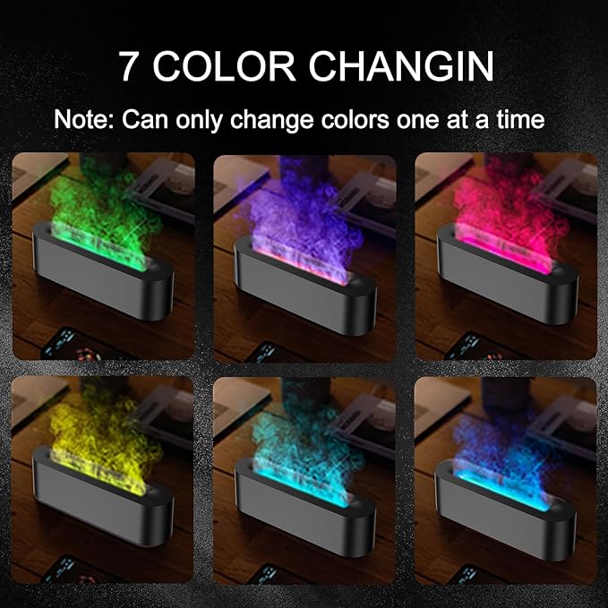 Colorful Flame Fire Diffuser Humidifier, 7 Colors Changing Oil Diffuser, Ultra-Quiet Aroma Essential Oils Aromatherapy Diffusers for Large Room, Bedroom, Office(Timeable, Waterless Auto off-150ml)