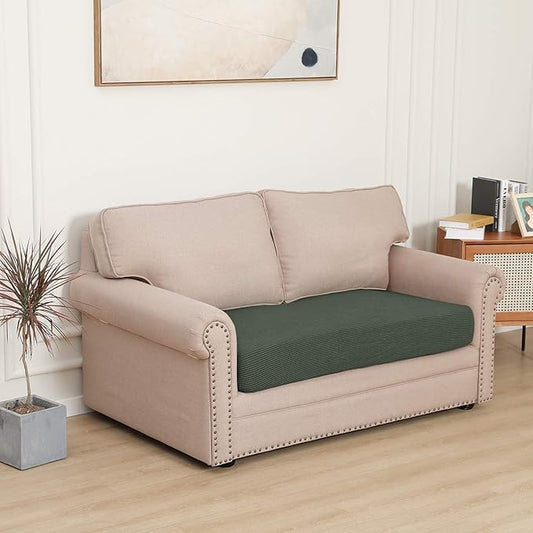 Easy-Going Stretch Loveseat Cushion Cover Sofa Cushion Furniture Protector Sofa Seat Sofa Slipcover Sofa Cover Soft Flexibility with Elastic Bottom(Loveseat Cushion, Olive Green)