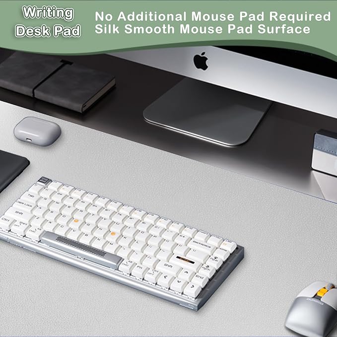 Boutilon Leather Desk Pad Protector,Non-Slip Mouse Pad,Laptop Desk Pad,Office Mouse Mat,Waterproof Leather Desk Blotter,Desk Writing Pad for Office and Home (XXXL-Grey,47"x 24")