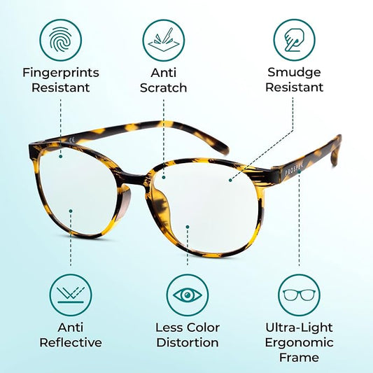 Prospek Bluelight Glasses Women Oversized, ARTIST (+2.25 Diopters) - High Optical Quality Clear Lenses