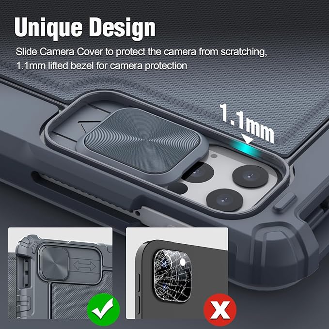 Nillkin iPad Air 13 inch Case Keyboard (M3,2025/M2,2024), Slide Camera Cover, iPad Pro 12.9 Protective Case with Backlit Wireless Detachable Keyboard, Multi-Touch Trackpad and Pencil Holder, Grey