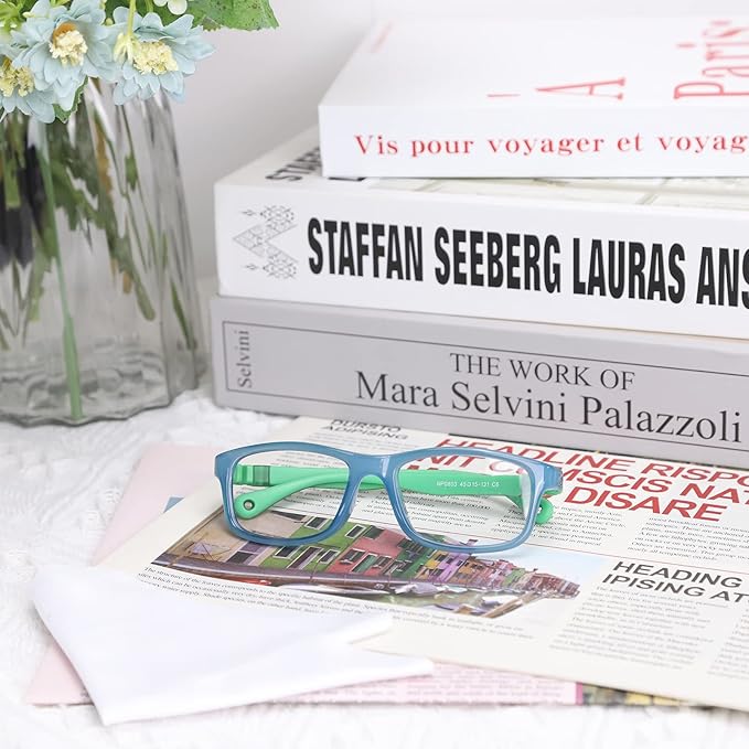 BiBiBear Toddler/Kids/Teens Glasses - Unbreakable TR90 Frame, 180° Flexible, Lightweight & Safe Glasses for Kids Age 2-15