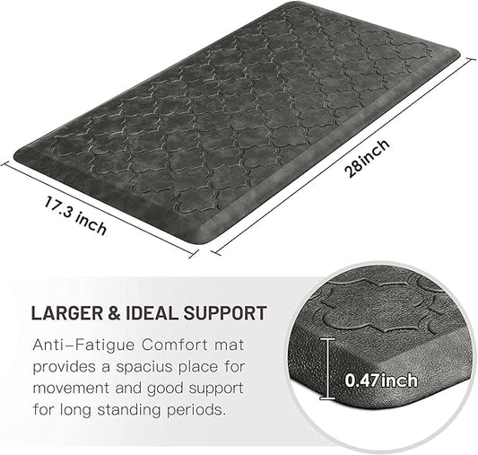 WISELIFE Kitchen Mat and Rugs Cushioned Anti Fatigue Floor Mat,17.3"x28", Thick Non Slip Waterproof,Heavy Duty Foam Standing Mat for Kitchen,Floor,Home,Office,Desk,Sink,Laundry, Grey