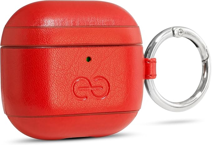 Dreem Om Case Cover with Keychain Clip Compatible with AirPods 4 for Apple AirPods 4th Generation, Vegan Leather AirPod Case for Men & Women, Luxury Earbuds Accessory for iPhone - Red