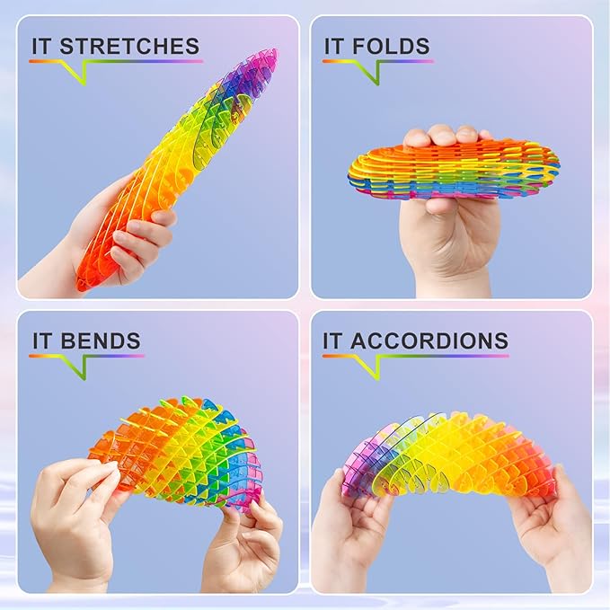 Fidget Worm Toy - Fidget Toys Adults | Quiet Fidget Sensory Toys for Adults & Teens | Desk Fidgets for Adult | Anxiety Stress Relief Toy |Toys for Autistic Kids Ages 3-5 5-7 8-10 8-12(Rainbow, Big)