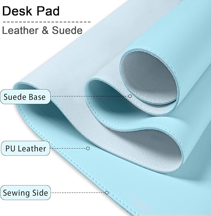 47.2" x 23.6" Large Desk Pad Mat - Non-Slip PU Leather Desk Mat, Large Mouse Pad, Computer Mat for Keyboard Mouse, Waterproof Desk Writing Mat (Sky Blue)