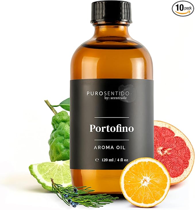 PuroSentido Portofino Aroma Oil (120ml) - Luxury Essential & Fragrance Oil for Diffusers and Humidifiers, Sicilian Lemon, Rosemary and Musk Home & Hotel Scent
