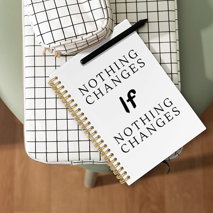 Motivational Notebook, Positive Affirmations Stress Relief Gifts, Office Growth Mindset Motivational Notebooks, Nothing Changes If Nothing Changes Hardcover Spiral Notebook 5.5x8.3 Inch