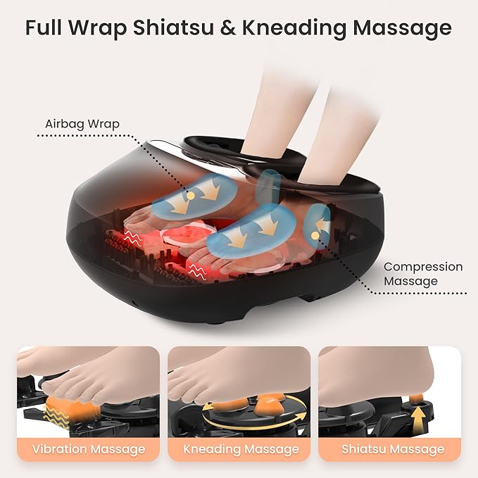 COMFIER Shiatsu Foot Massager with Heat,Feet Massager Machine for Plantar Fasciitis Neuropathy, Gifts for Him/Her, Remote Control,Pause Function,UP to Men Size 13, Foot Massage