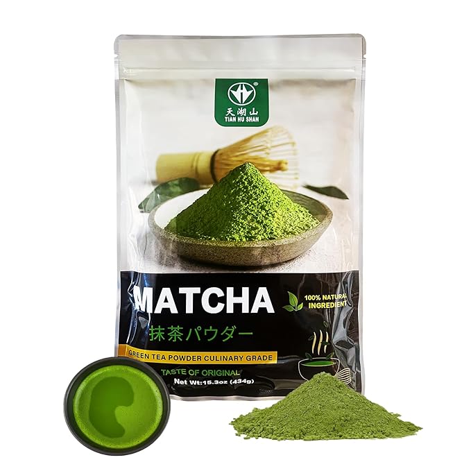 TIAN HU SHAN Matcha Green Tea Powder 15.3oz/434g, Starter Matcha Culinary For Lattes, Cooking, Baking