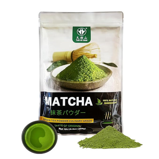 TIAN HU SHAN Matcha Green Tea Powder 15.3oz/434g, Starter Matcha Culinary For Lattes, Cooking, Baking