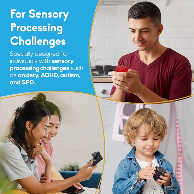 PILPOC theFube Infinity Cube Fidget Desk Toy - Aluminum Infinite Magic Cube with Case, Sturdy, Heavy, Relieve Stress and Anxiety, for ADD, ADHD, OCD (Red)