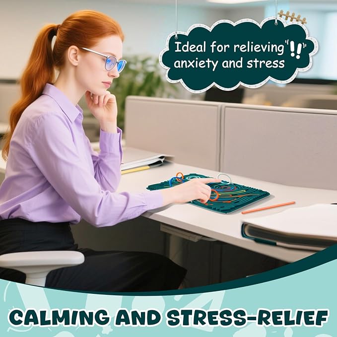 Silicone Sensory Activity Board, 11.6"*7.87" Double-Sided Fidget Toy for Stress Relief, Sensory Toys for Kids with ADHD & Autism, Montessori Travel Toy for Toddler 2 3 4+ Year Old