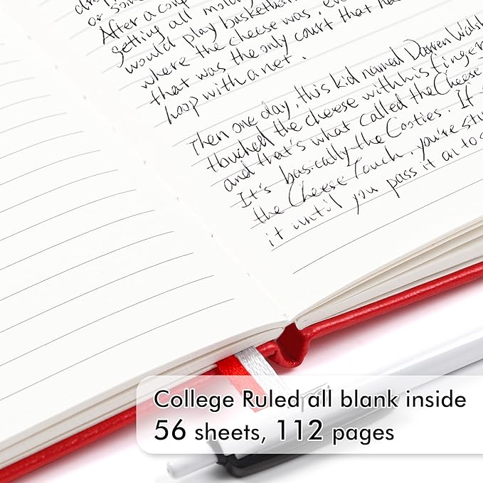 feela 3 Pack Pocket Notebook Journals with 3 Black Pens, A6 Mini Cute Small Journal Notebook Bulk Hardcover College Ruled Notepad with Pen Holder for Office School Supplies, 3.5”x 5.5”, Red