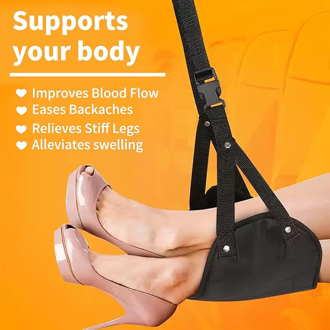 Foot Rest Hammock Under Desk,Airplane Foot Rest with Extended Adjustment Strap(24in-34.5in),Portable Desk Foot Hammock to Relax Your Feet