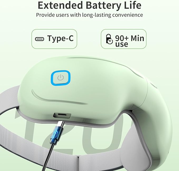 Electric Eye Massager with Heat & Music Smart Air Pressure Vibration Eye Mask Massage Blindout Foldable Heated Sleeping Mask Travel Portable Gift for Mom Dad Women Men